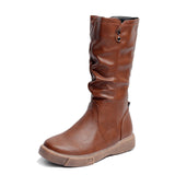 Women Leather Mid Calf Boots