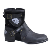 Men's Western Zipper Motorcycle Cowboy Boots