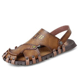 Men Leather Flat Heel Summer Daily Sandals