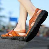 Men Summer Cowhide Leather Daily Sandals