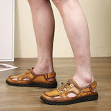 Men Summer Genuine Leather Elastic Band Sandals