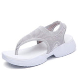 Women Comfortable Fly Knitted Fabric Flip Flops Flat Thick Sole Sandals