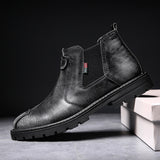 Men's Winter Vintage Leather Plush Lining Warm Chelsea Boots