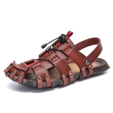 Men Summer Beach Leather Flat Sandals