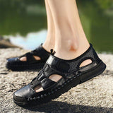 Men Comfy Flat Heel Summer Leather Sandals