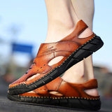 Men Summer Cowhide Leather Daily Sandals