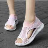 Women Daily Summer Flat Knit Fabric Athletic Sandals