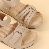 Women's round toe platform Velcro sandals