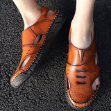 Men Summer Cowhide Leather Daily Sandals