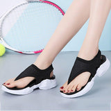 Women Comfortable Fly Knitted Fabric Flip Flops Flat Thick Sole Sandals