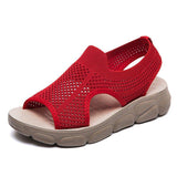 Plus Size Women Summer Knitted Fabric Thick Sole Sandals