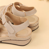 Women's round toe platform Velcro sandals