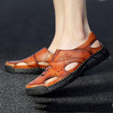 Men Summer Cowhide Leather Daily Sandals