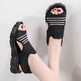 Women Summer Daily Knitted Fabric Chunky Sole Sandals