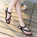 Women Comfortable Flat Heel Summer Elastic Band Chunky Sole Sandals