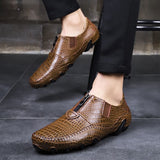 Men's Loafers & Slip-Ons Business Crocodile Pattern Breathable British Leather Shoes