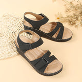 Women's round toe platform Velcro sandals