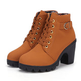 Women's New Fashion High Heeled Thick Heeled Casual Martin Boots