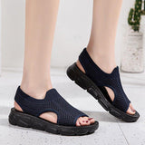 Plus Size Women Summer Knitted Fabric Thick Sole Sandals