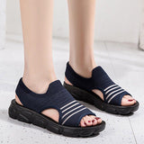 Women Summer Daily Knitted Fabric Chunky Sole Sandals