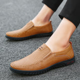 Men's Loafers & Slip-Ons Business Vintage British Office & Career Nappa Leather Walking Shoes