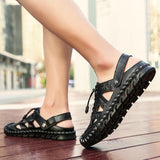 Men's Leather Sandals Summer Breathable Beach Shoes