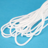 2.5mm Round Braided Elastic Cord/White Elastic Band - 100 Yard