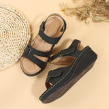 Women's round toe platform Velcro sandals