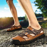 Men Comfy Flat Heel Summer Leather Sandals