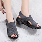 Plus Size Women Summer Knitted Fabric Thick Sole Sandals