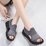 Women Summer Daily Knitted Fabric Chunky Sole Sandals