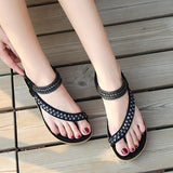 Women Comfortable Flat Heel Summer Elastic Band Chunky Sole Sandals