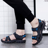 Men's Casual Striped Letter Pattern Denim Fabric Outdoor Sandals