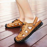 Men's Leather Sandals Summer Breathable Beach Shoes