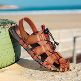 Men Summer Beach Leather Flat Sandals