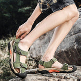 Men's Outdoor Cowhide Leather Flat Sandals