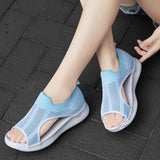 Women Daily Summer Flat Knit Fabric Athletic Sandals