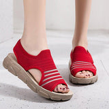 Women Summer Daily Knitted Fabric Chunky Sole Sandals