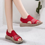 Women Summer Daily Knitted Fabric Chunky Sole Sandals