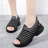 Women Summer Knitted Fabric Open Toe Sandals