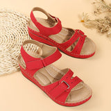 Women's round toe platform Velcro sandals