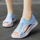 Women Daily Summer Flat Knit Fabric Athletic Sandals