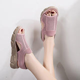 Plus Size Women Summer Knitted Fabric Thick Sole Sandals