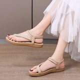 Women Comfortable Flat Heel Summer Elastic Band Chunky Sole Sandals