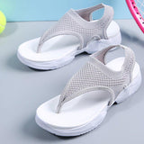 Women Comfortable Fly Knitted Fabric Flip Flops Flat Thick Sole Sandals