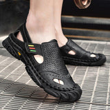 Men Summer Flat Heel Sandals Casual Cowhide Leather Shoes