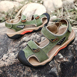 Men's Outdoor Cowhide Leather Flat Sandals