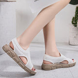 Plus Size Women Summer Knitted Fabric Thick Sole Sandals