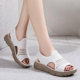 Women Summer Daily Knitted Fabric Chunky Sole Sandals