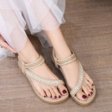 Women Comfortable Flat Heel Summer Elastic Band Chunky Sole Sandals